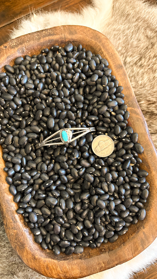 OVAL STONE TURQUOISE CUFF W FEATHER DETAIL