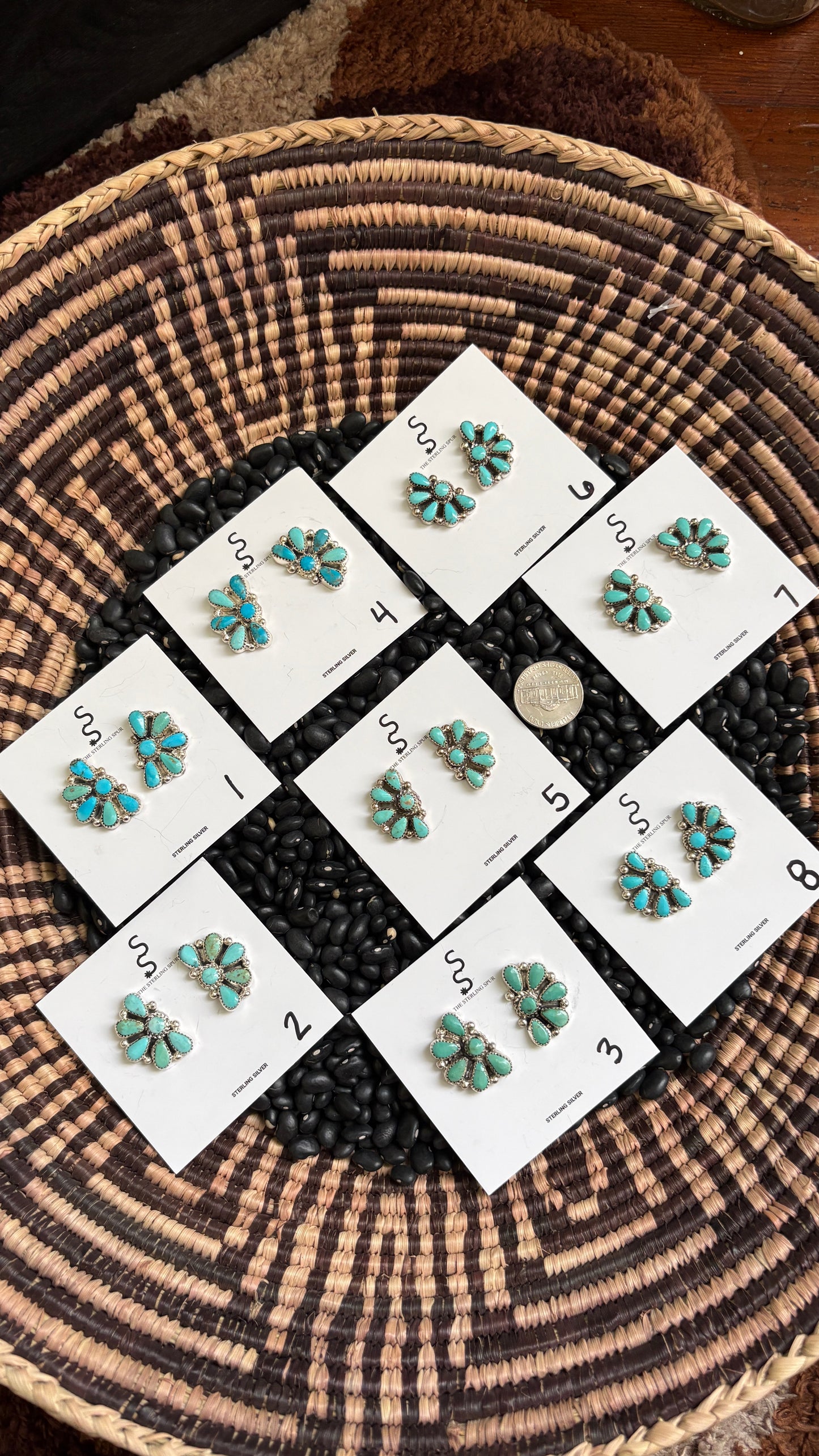 KINGMAN TURQUOISE HALF CLUSTER EARRINGS BY ALICIA WILSON
