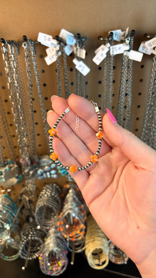 ORANGE SPINY OYSTER CLOVER BRACELET