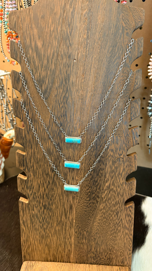 MEDIUM BLUE TURQUOISE BAR NECKLACE