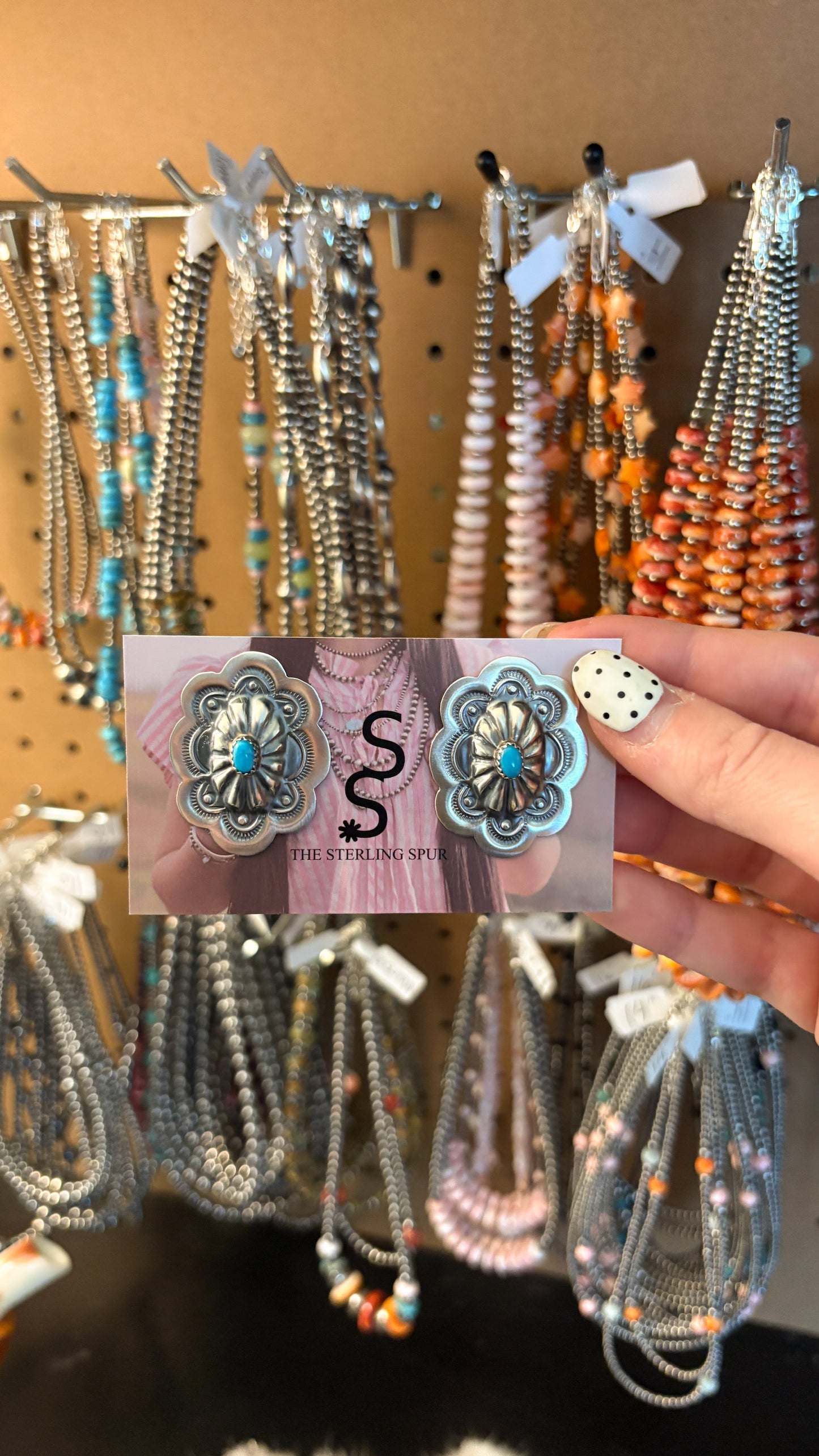OVAL KINGMAN TURQUOISE CONCHO EARRINGS BY LAVINA BENALLY