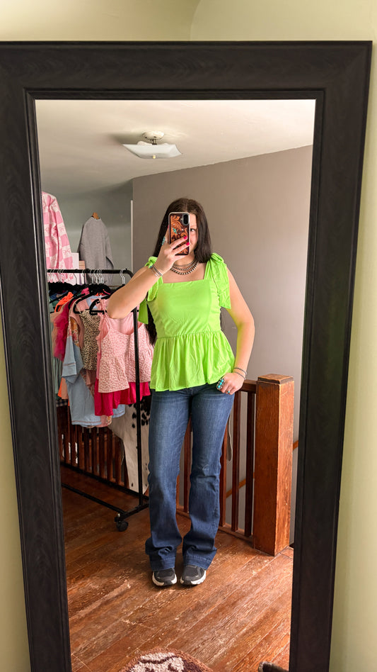 TIERED TANK TOP - LIME GREEN