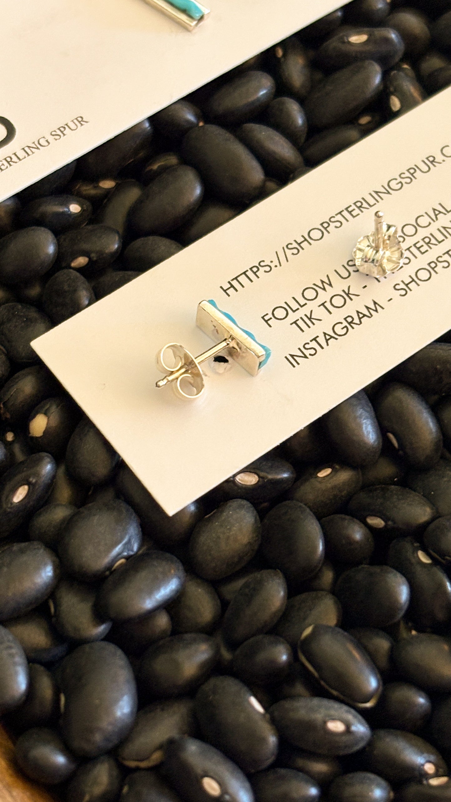 MINI TURQUOISE BAR STUD EARRINGS