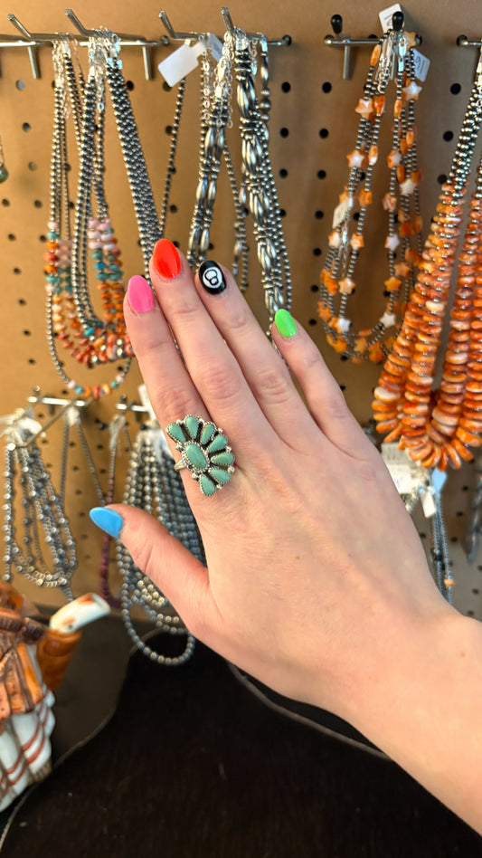 KINGMAN TURQUOISE HALF CLUSTER RING BY ALICIA WILSON