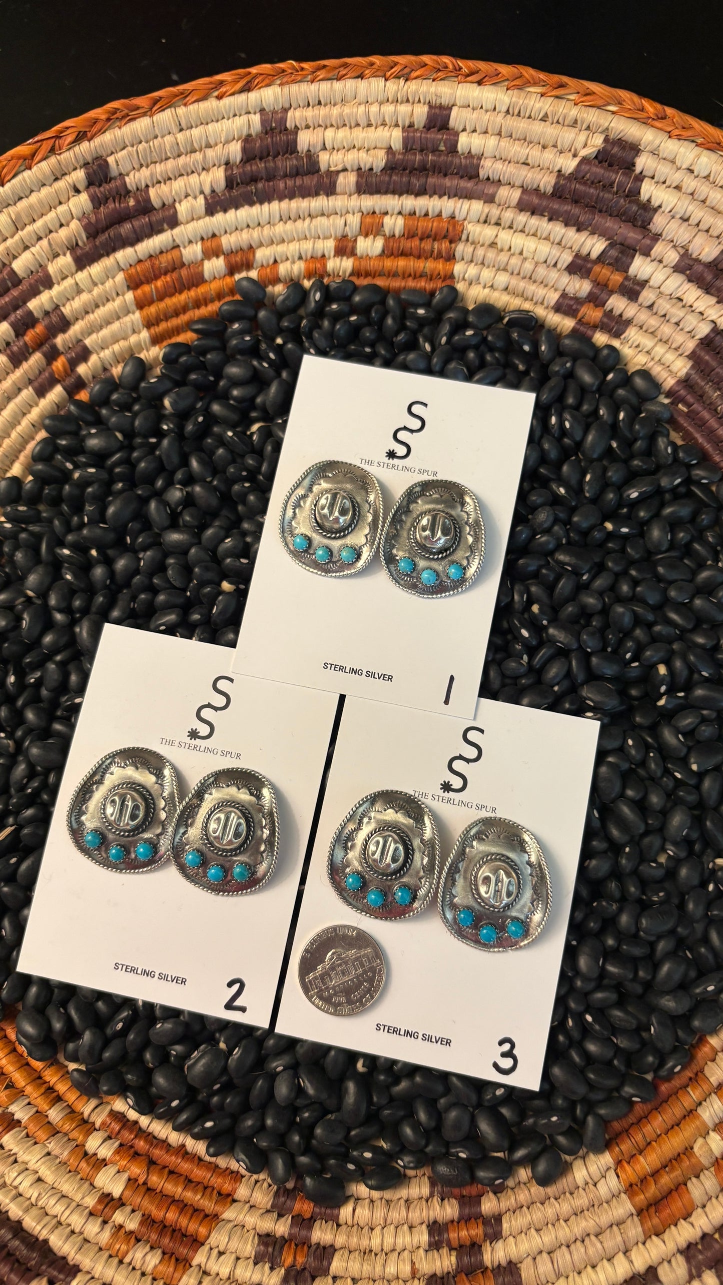 KINGMAN TURQUOISE COWBOY HAT EARRINGS BY BOBBY PLATERO