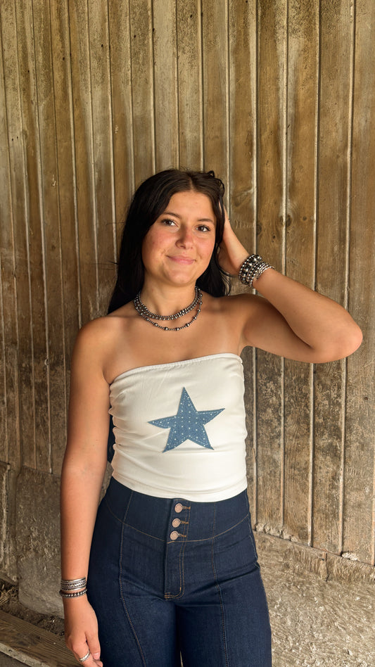 DENIM STAR TUBE TOP