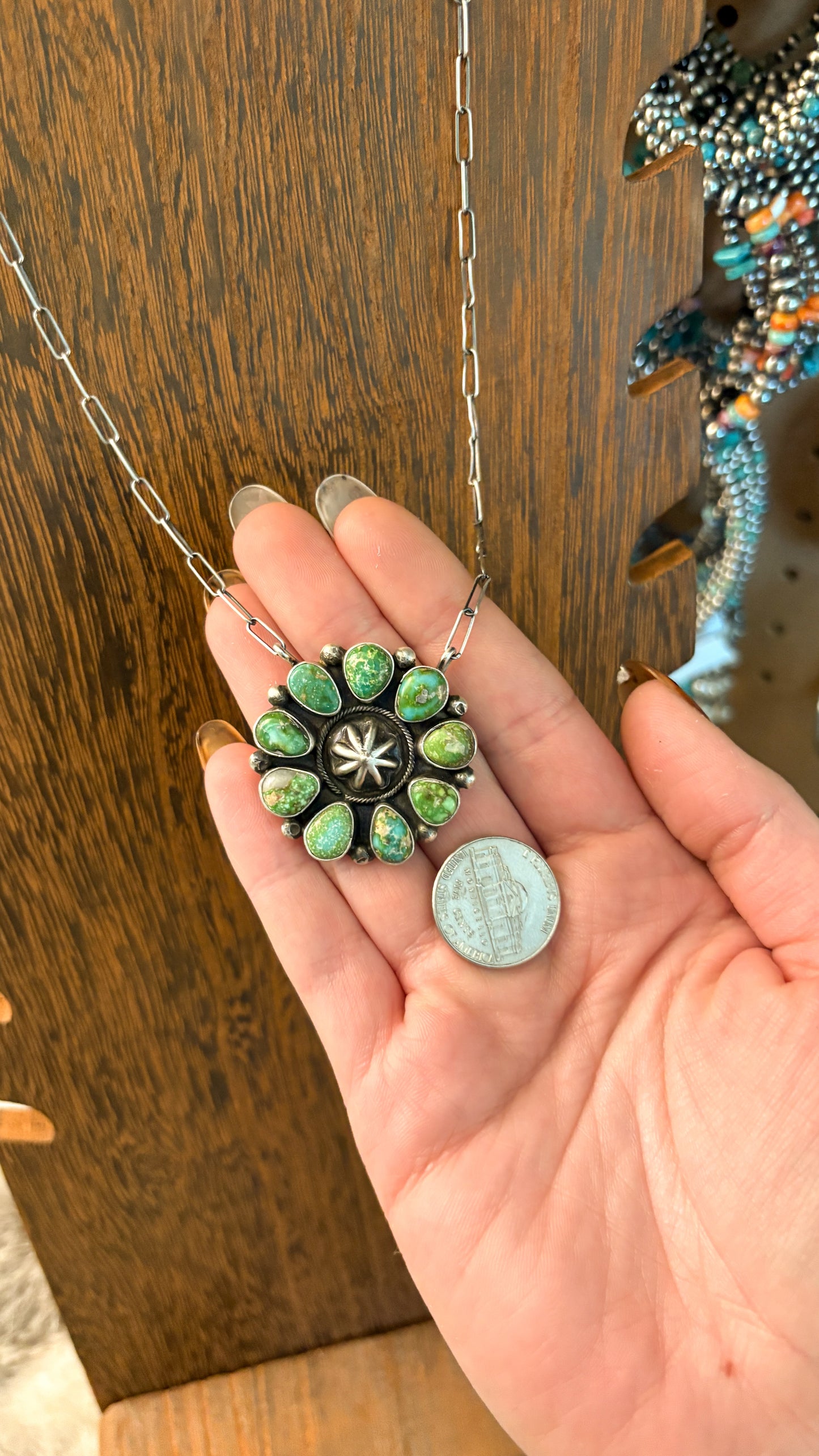SONORAN GOLD TURQUOISE CLUSTER NECKLACE W STARSHOT DETAIL BY DANNY HENIO