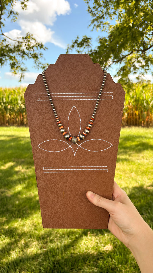 ORANGE SPINY OYSTER MERCURY DIME PEARL NECKLACE
