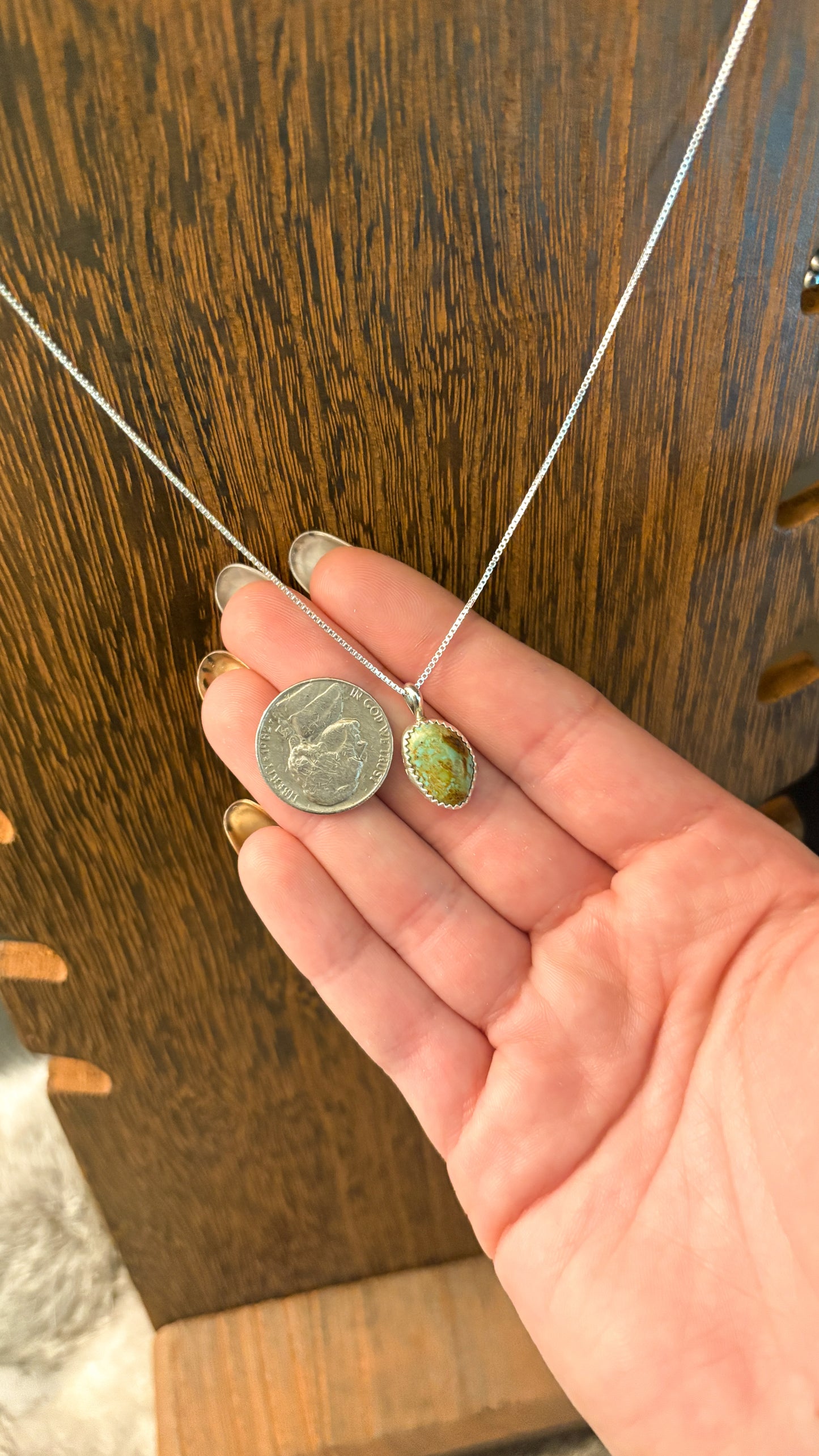 KINGMAN TURQUOISE DAINTY NECKLACE BY DOROTHY YAZZIE