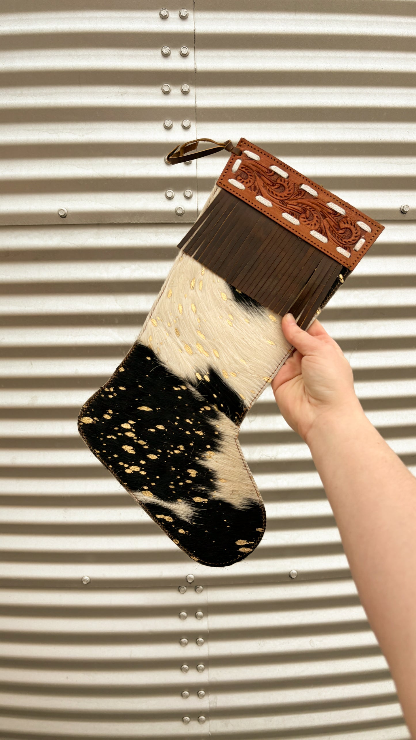 FRINGE COWHIDE STOCKING