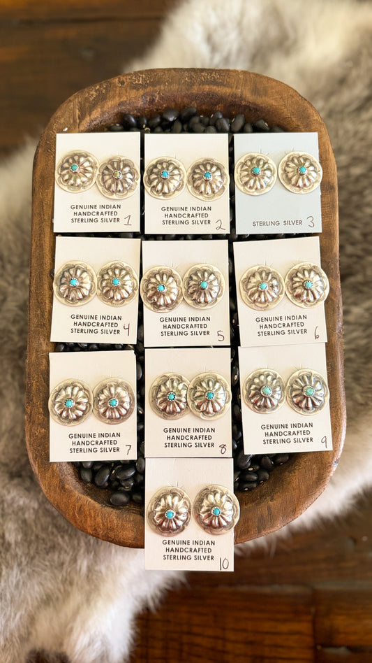 SINGLE STONE TURQUOISE CONCHO EARRINGS