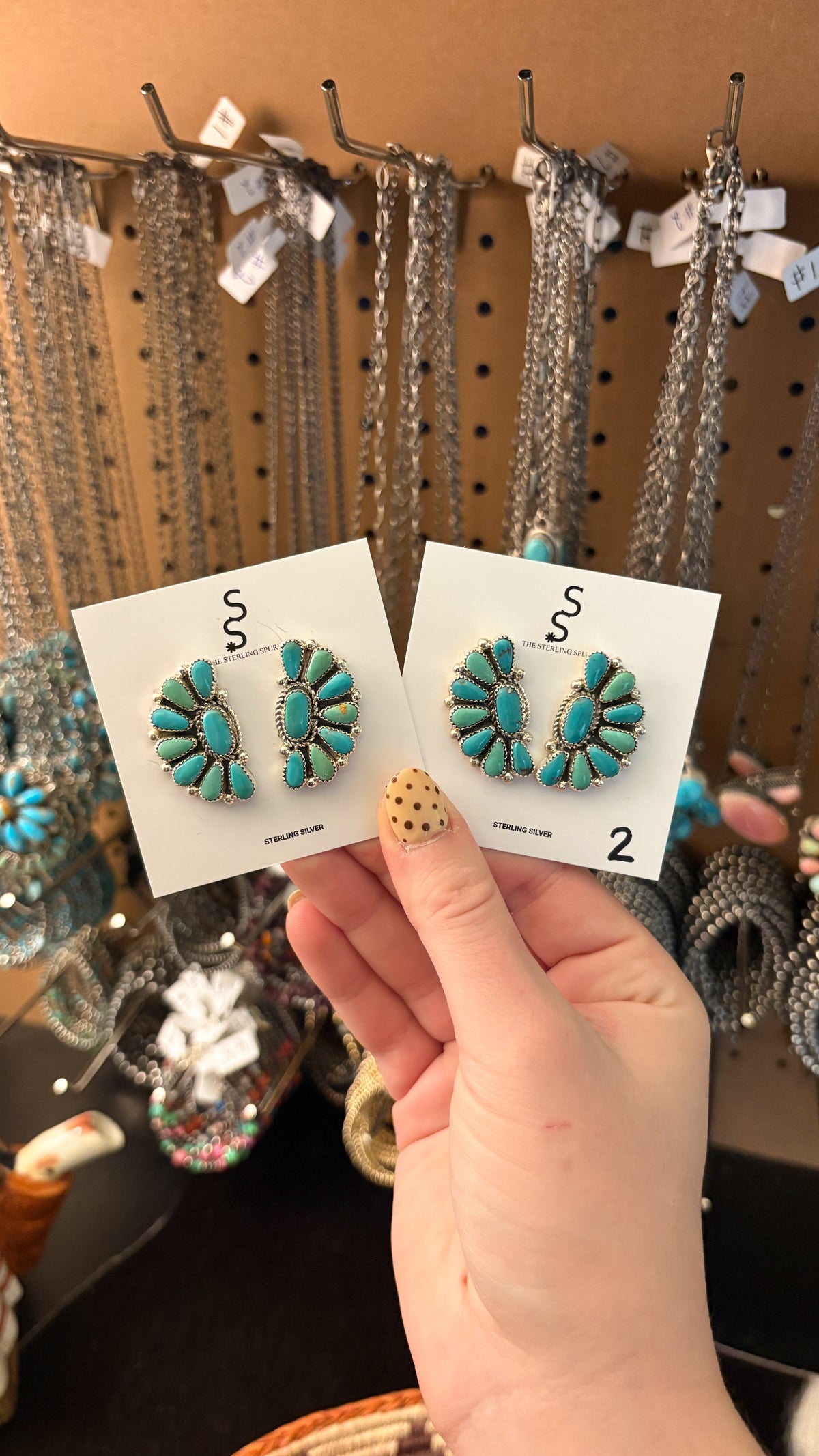GREEN & BLUE TURQUOISE HALF CLUSTER EARRINGS BY ALICIA WILSON