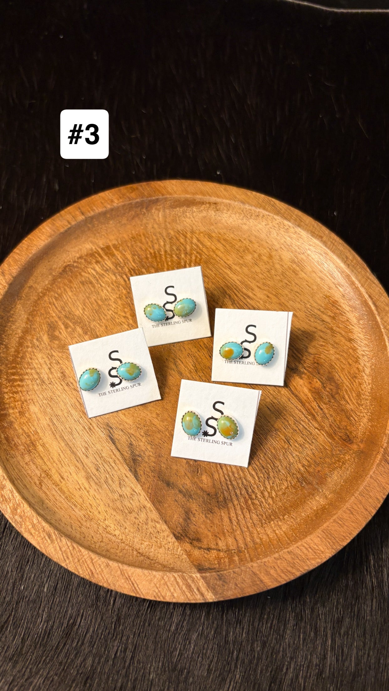 MINI TURQUOISE OVAL STUD EARRINGS