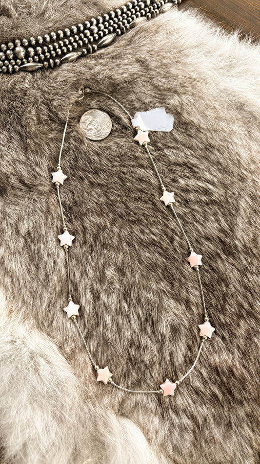 LIQUID SILVER PINK CONCH STAR NECKLACE