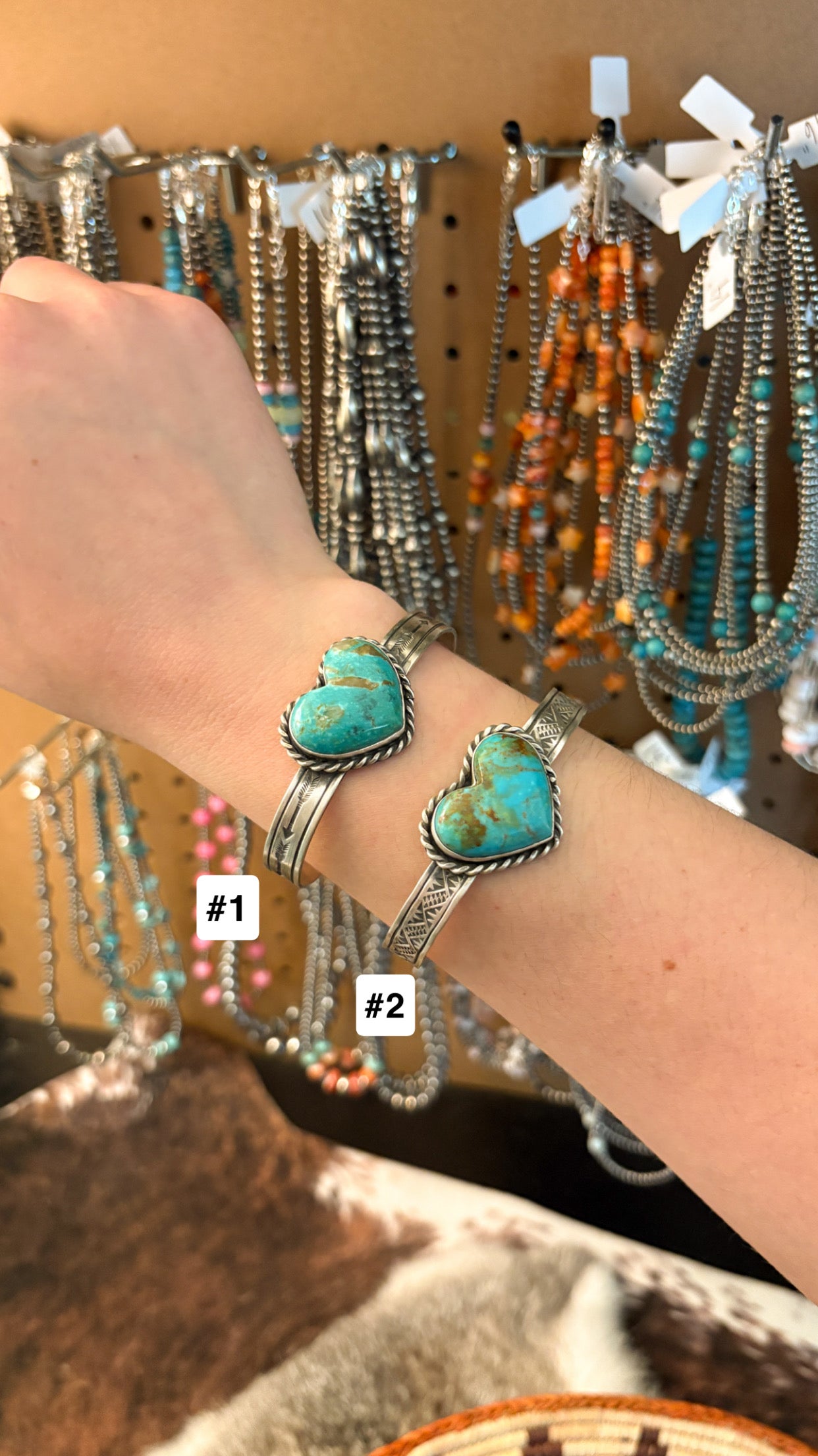 KINGMAN TURQUOISE HEART CUFF BY RICK ENRIQUEZ