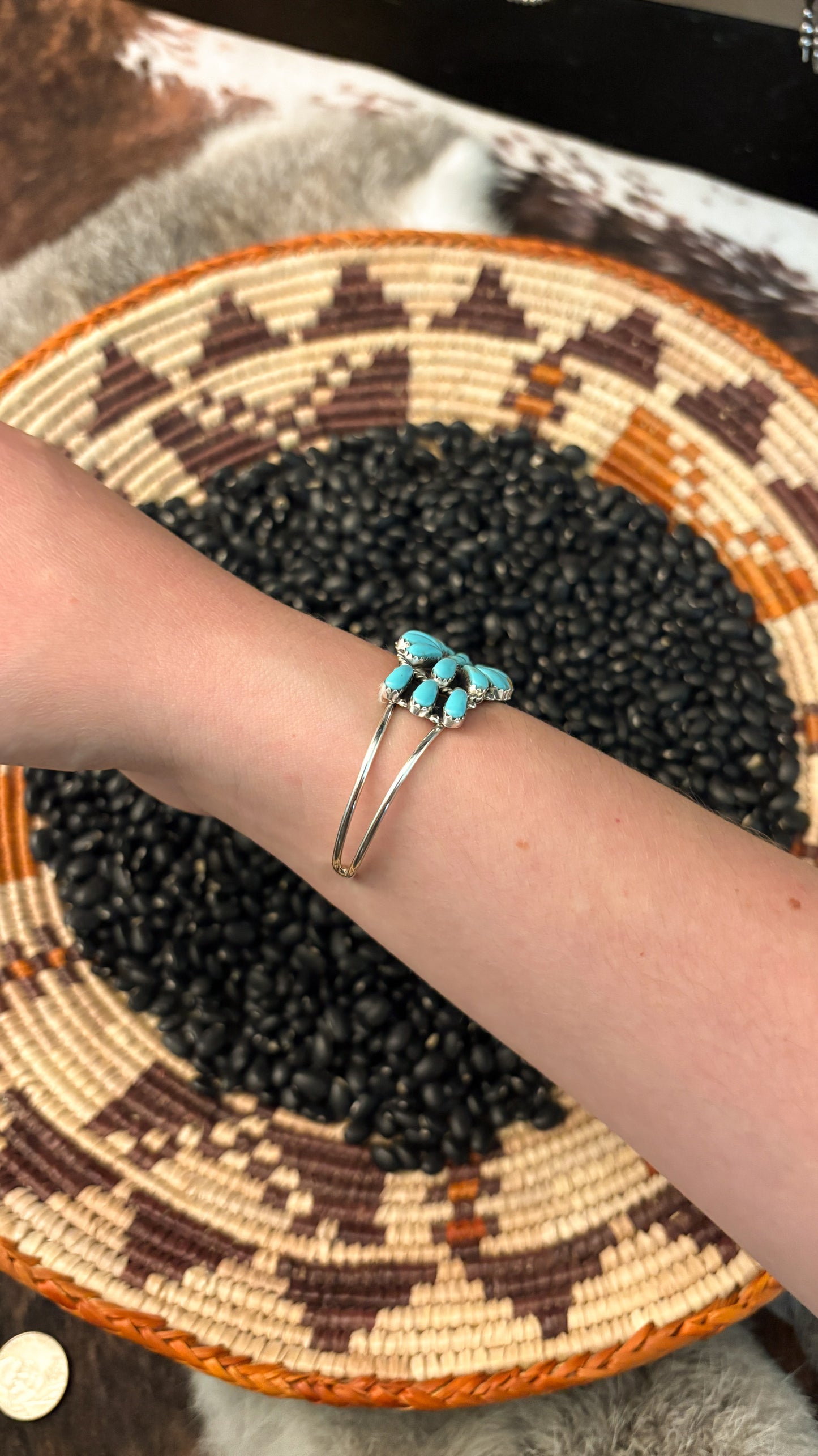 OVAL TURQUOISE CLUSTER CUFF BY ROSANA WILLIAMS