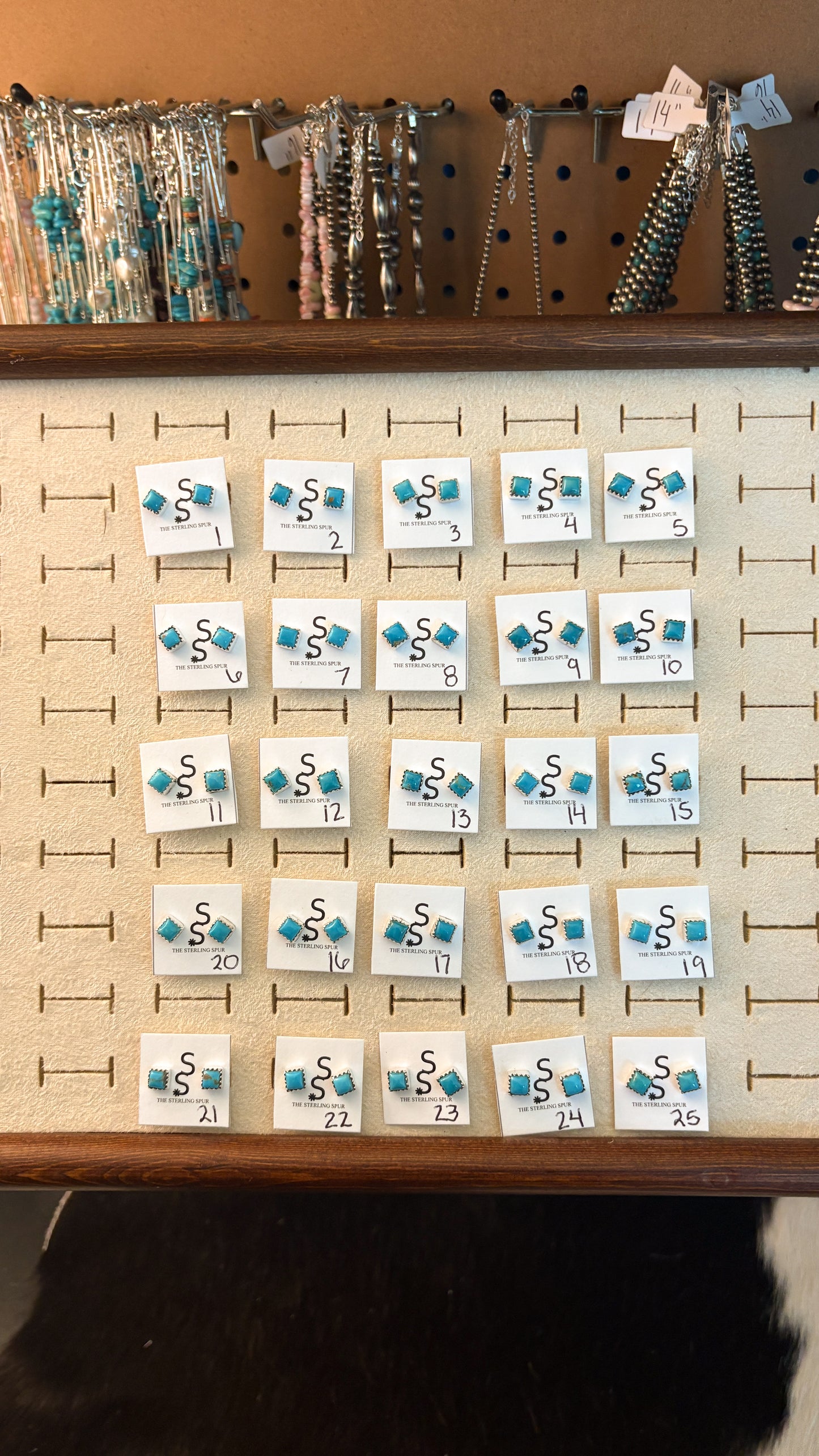 KINGMAN TURQUOISE SQUARE STUD EARRINGS