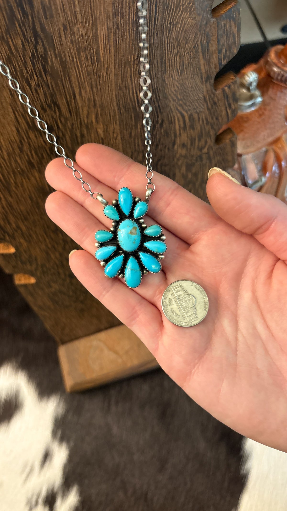 11 STONE TURQUOISE CLUSTER NECKLACE BY DEBRA SMITH