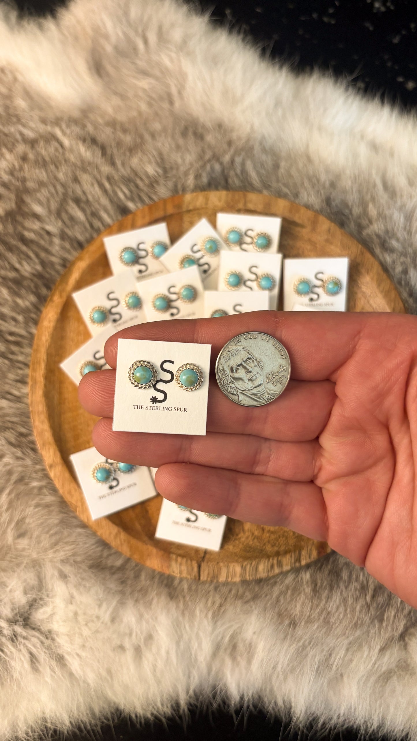 MINI KINGMAN TURQUOISE STUDS BY ESTHER WHITE