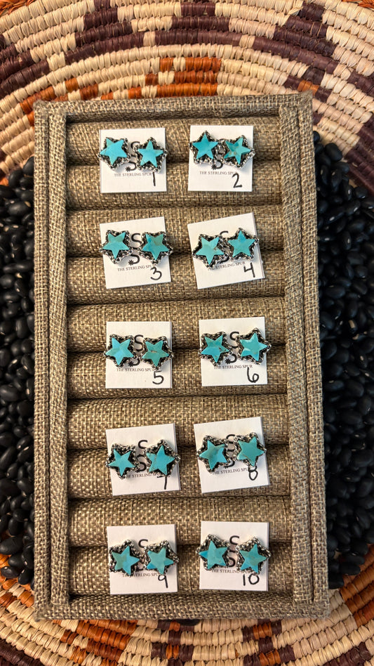 KINGMAN TURQUOISE STAR STUD EARRINGS