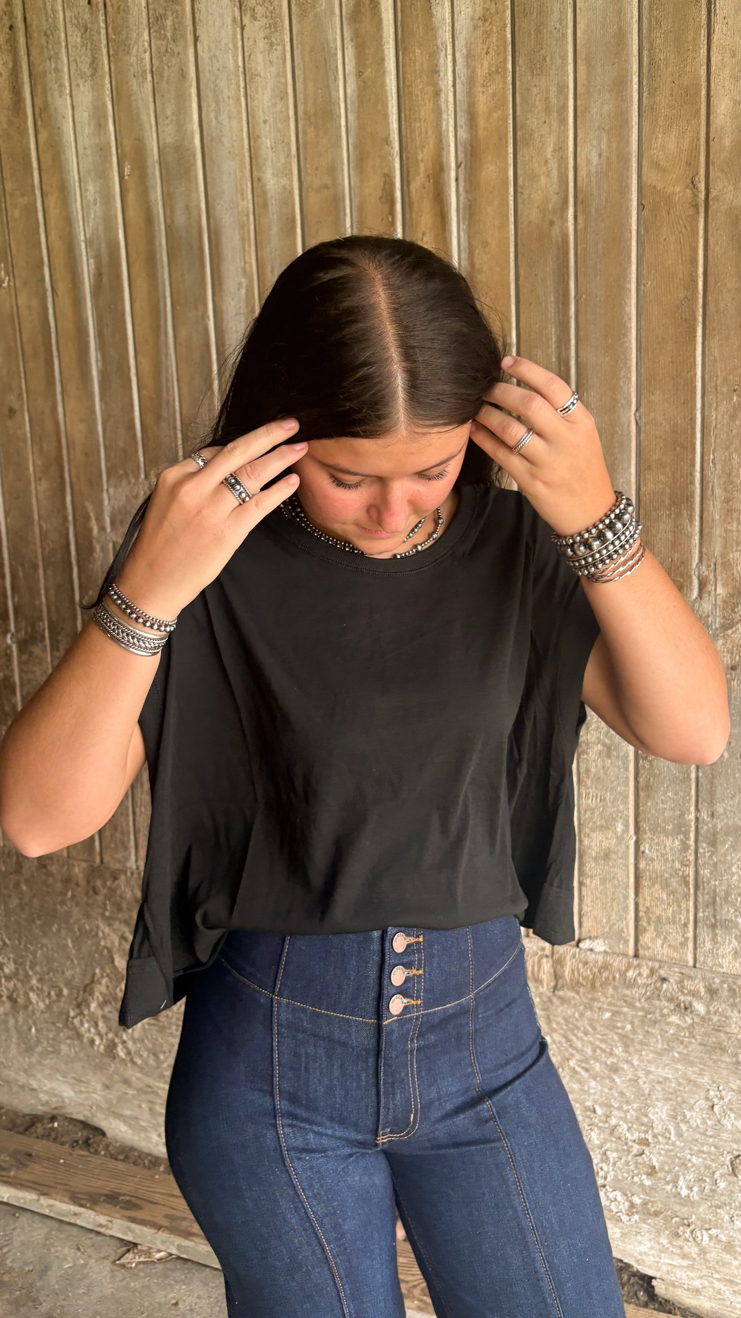 OPEN BACK OVERSIZED TEE - BLACK