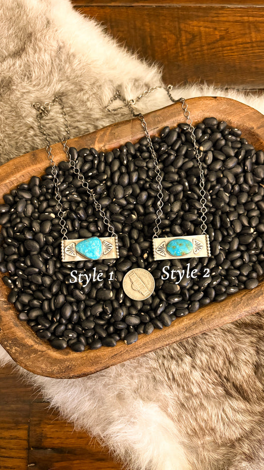 STAMPED TURQUOISE BAR NECKLACE