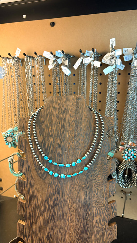 WHITE WATER TURQUOISE PEARL NECKLACE