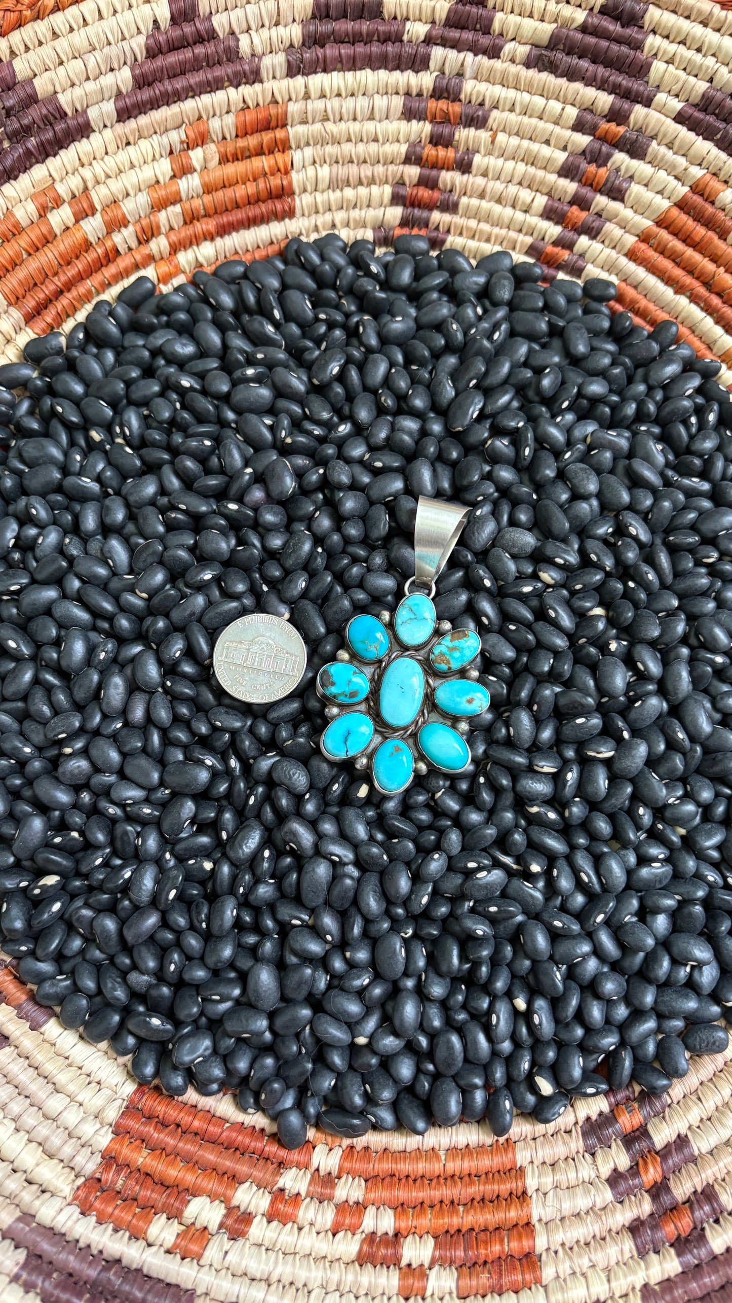 KINGMAN TURQUOISE CLUSTER PENDANT BY WILSON DAWES - #3