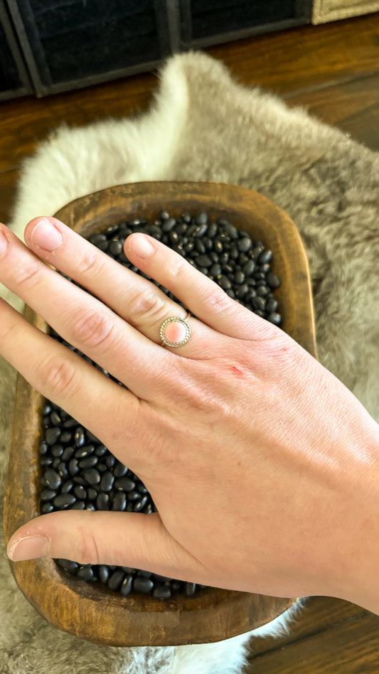 PINK CONCH SINGLE STONE RING BY ESTHER WHITE