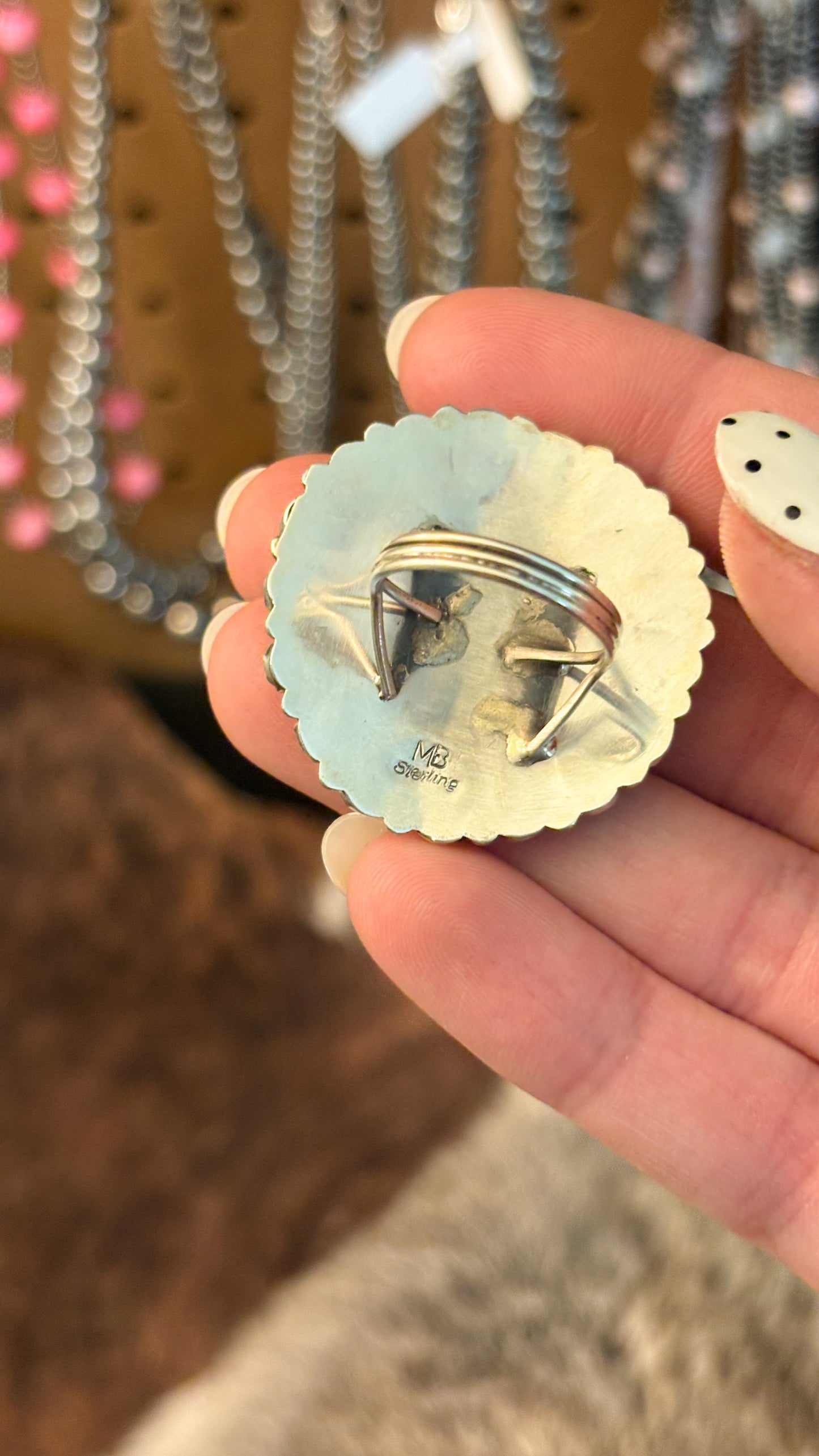 ROUND TURQUOISE CLUSTER RING BY MARITA BENALLY