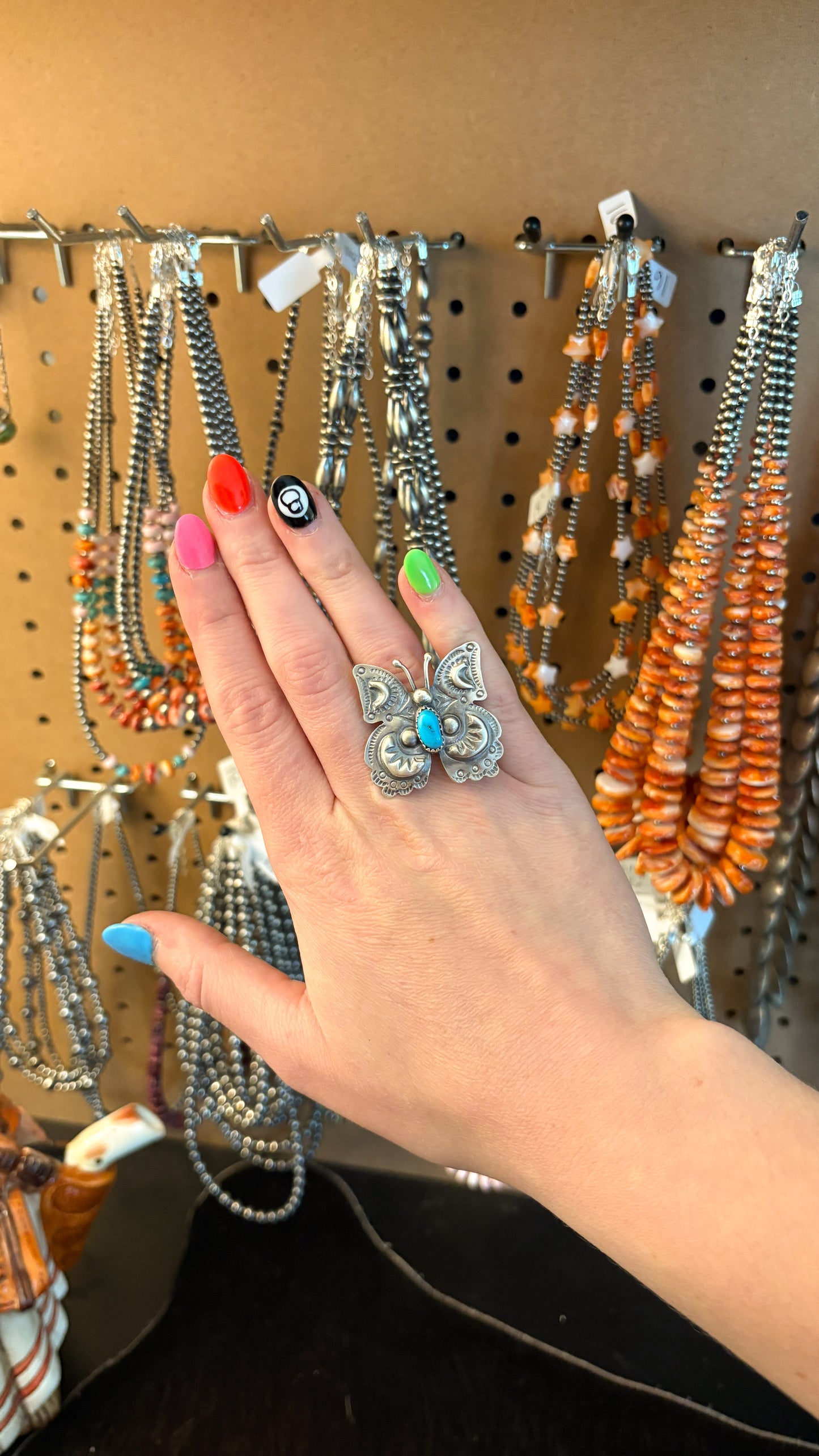 ADJUSTABLE TURQUOISE BUTTERFLY CONCHO RING