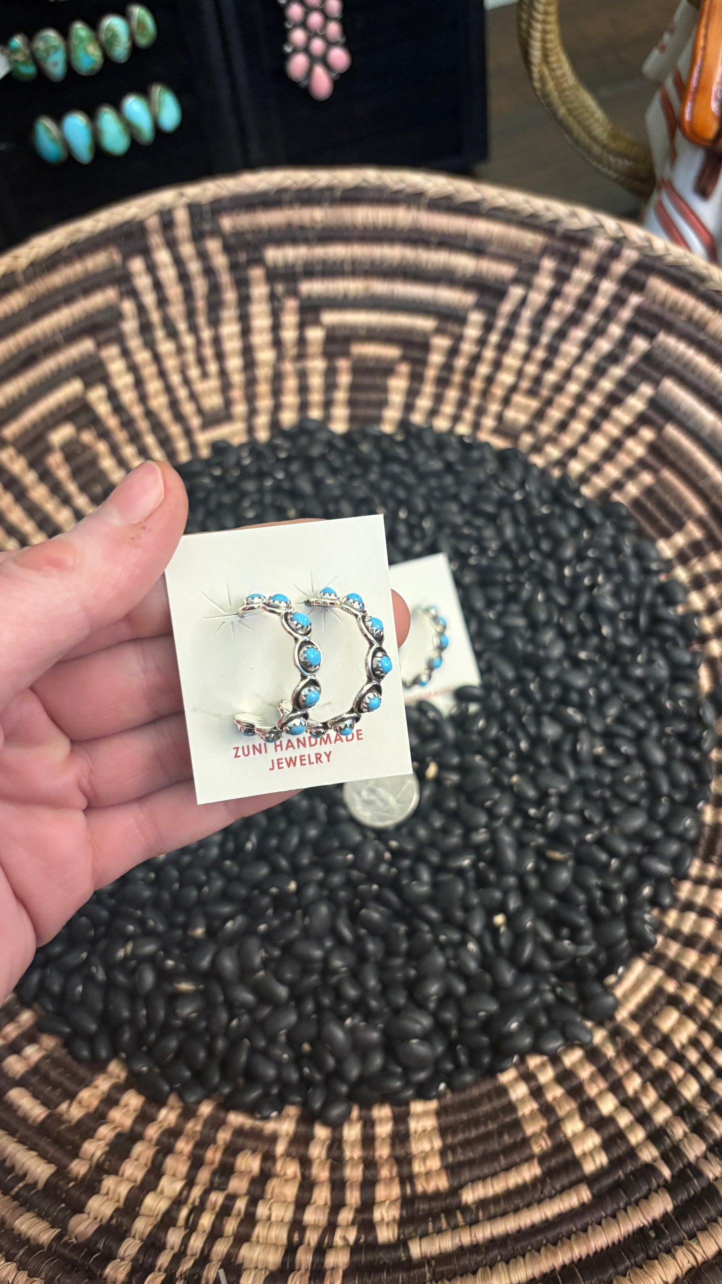 SHADOWBOX TURQUOISE HOOP EARRINGS - LARGE