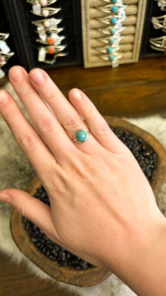 KINGMAN TURQUOISE SINGLE BAND RING BY ESTHER WHITE
