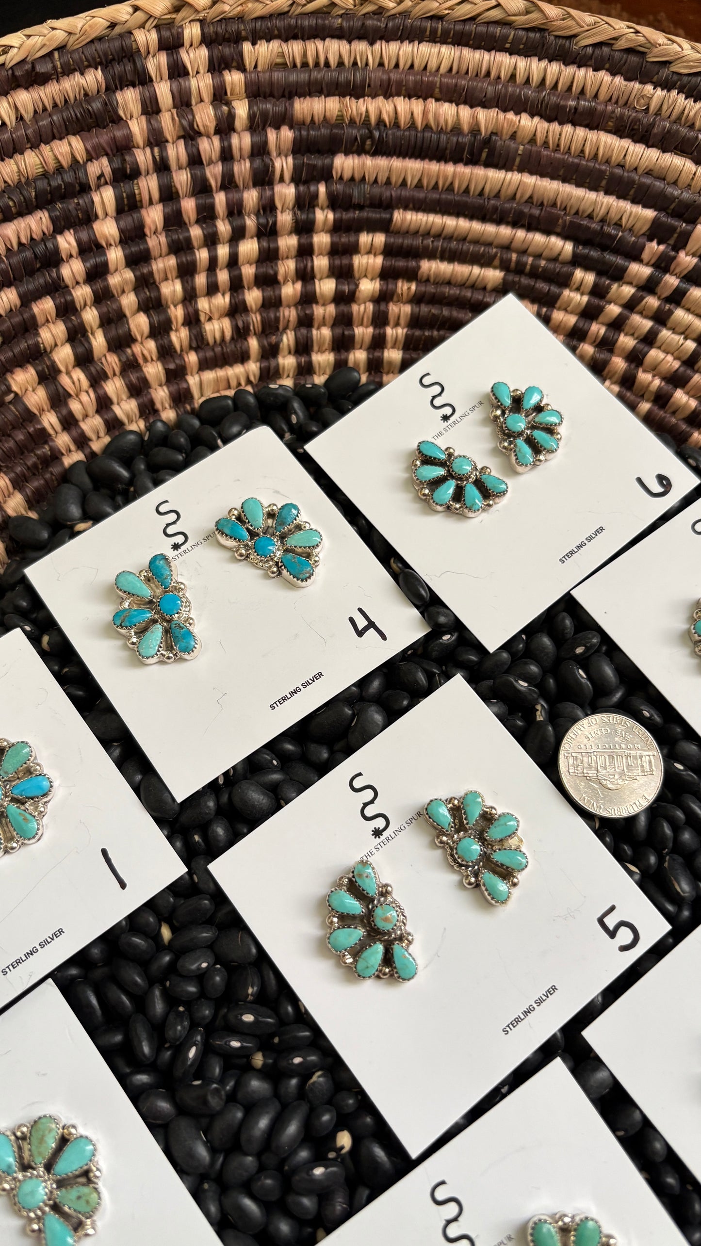 KINGMAN TURQUOISE HALF CLUSTER EARRINGS BY ALICIA WILSON