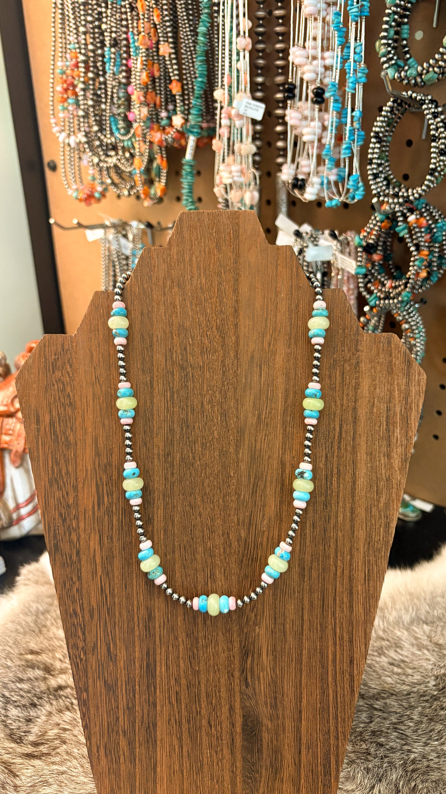 MULTI STONE GRADUATED STERLING SILVER PEARL NECKLACE
