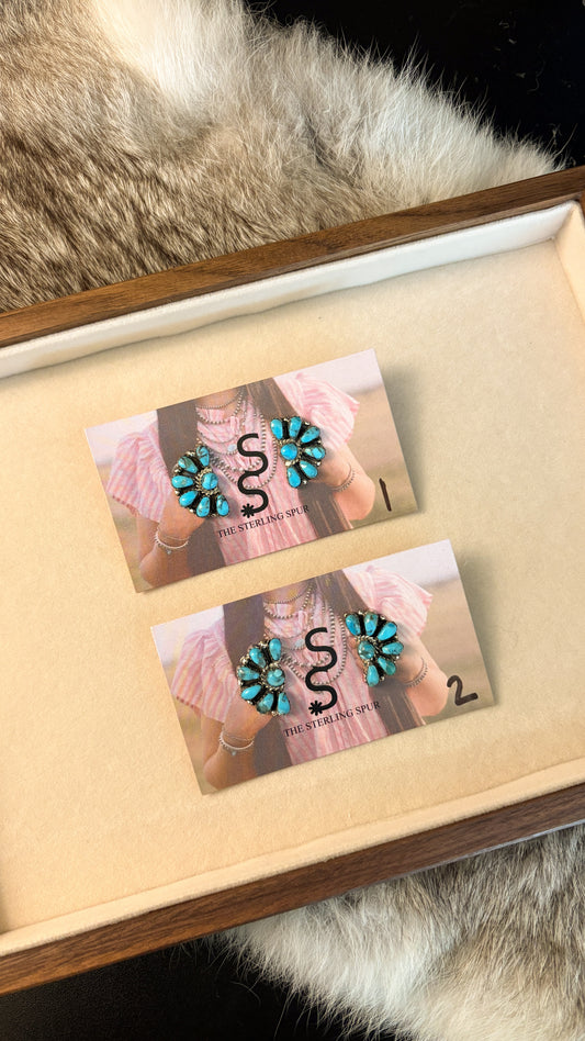 TURQUOISE HALF CLUSTER EARRINGS BY JULIANA WILLIAMS