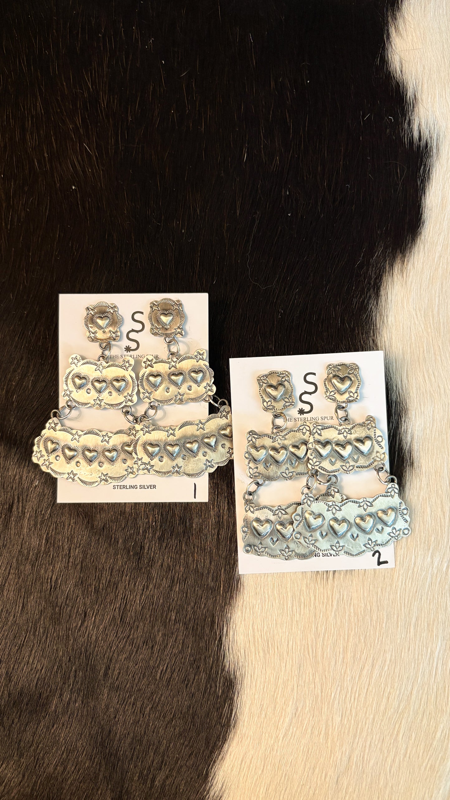 CHANDELIER STYLE HEART CONCHO DANGLE EARRINGS BY GABRIELE YAZZIE