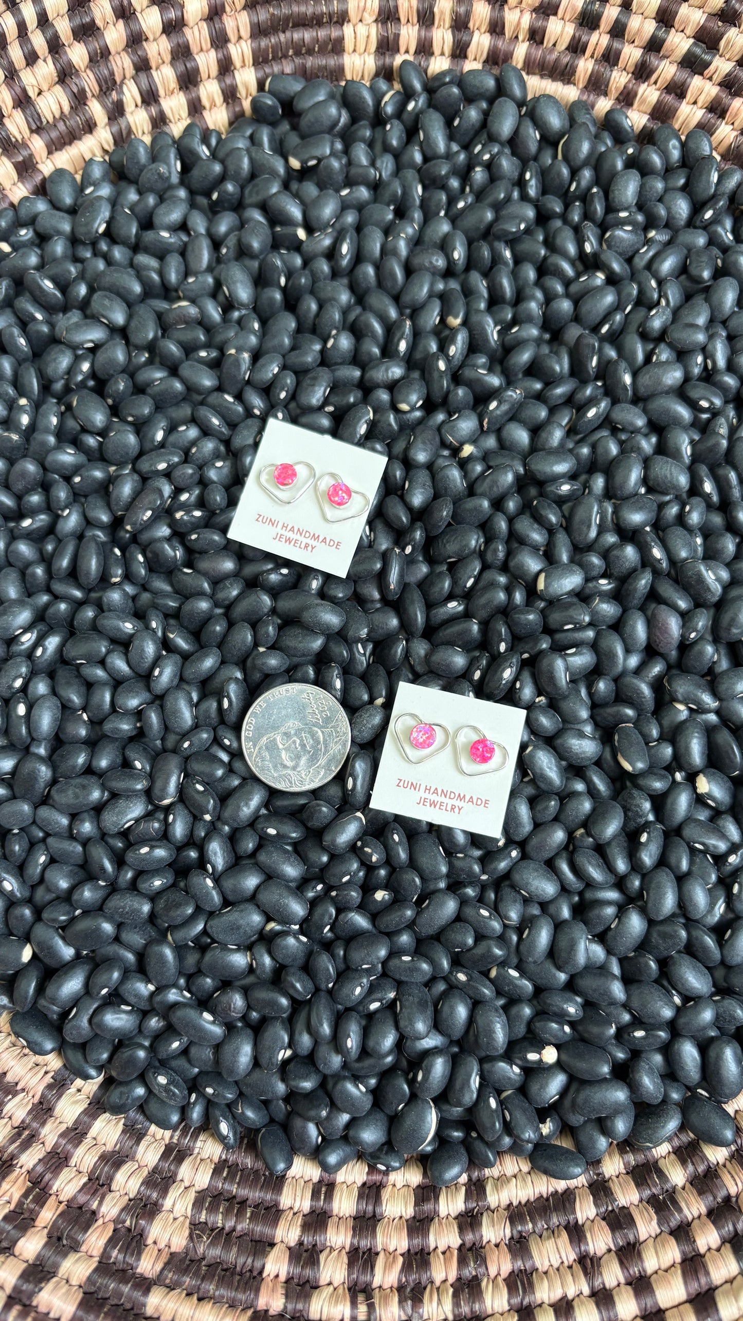 SINGLE STONE HOT PINK OPAL HEART STUDS