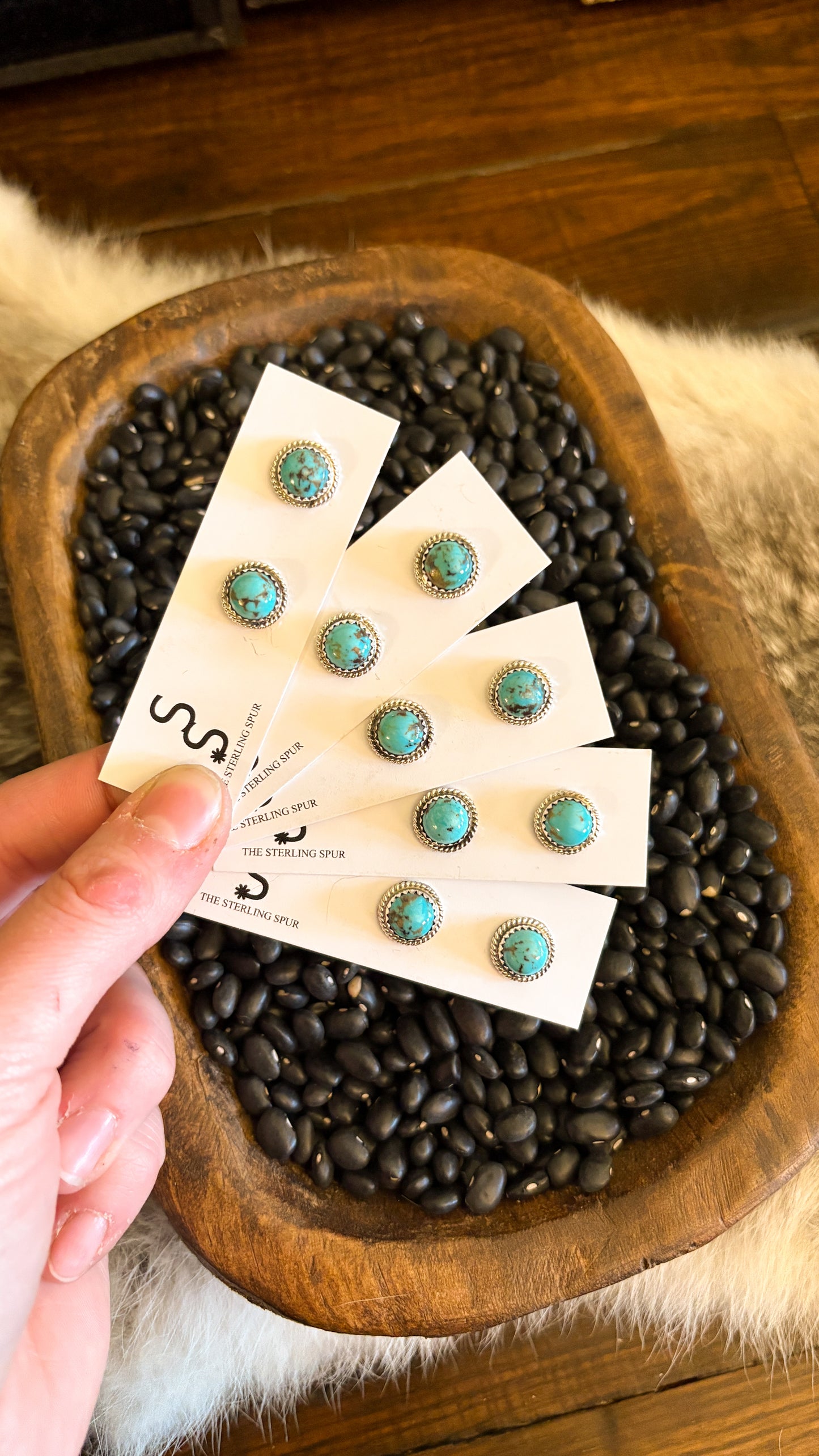 10MM KINGMAN TURQUOISE STUD EARRINGS BY ESTHER WHITE