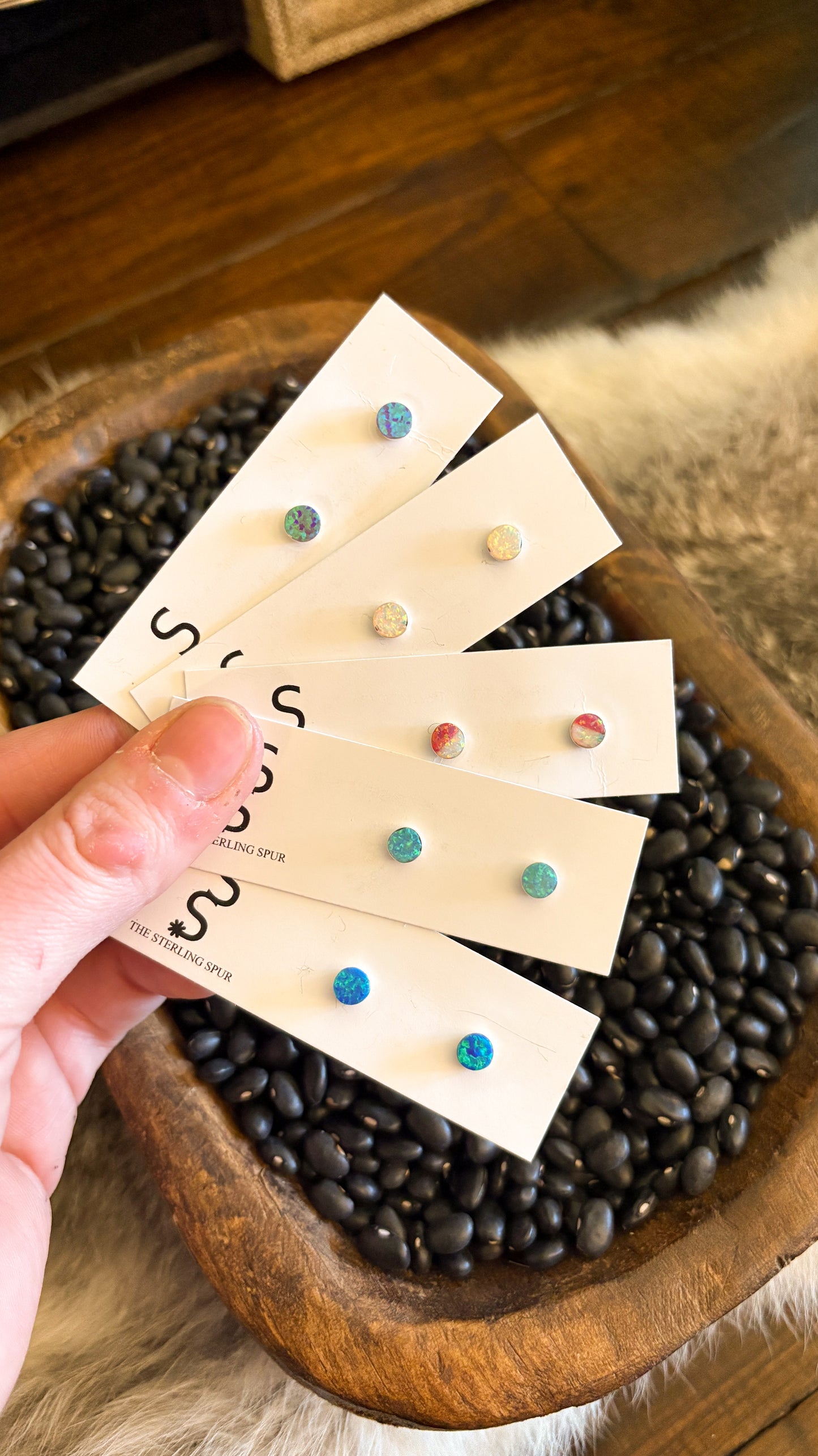 ZUNI 6MM OPAL STUD EARRINGS
