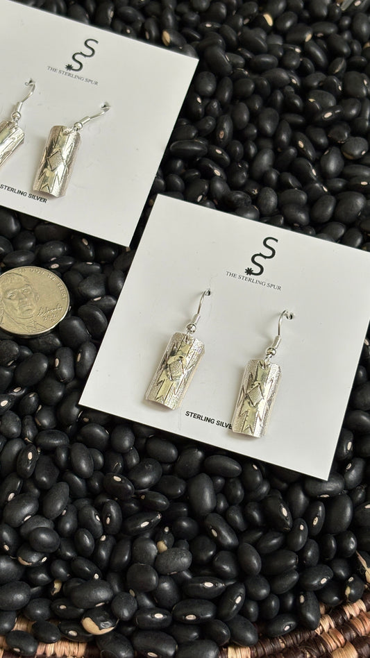 STAMPED BARREL DANGLE EARRINGS BY FLORENCE TAHE