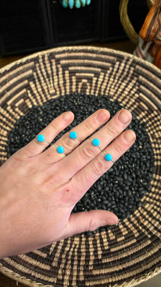 SINGLE STONE ZUNI TURQUOISE STACKER RING BY MARY ANN NIHA