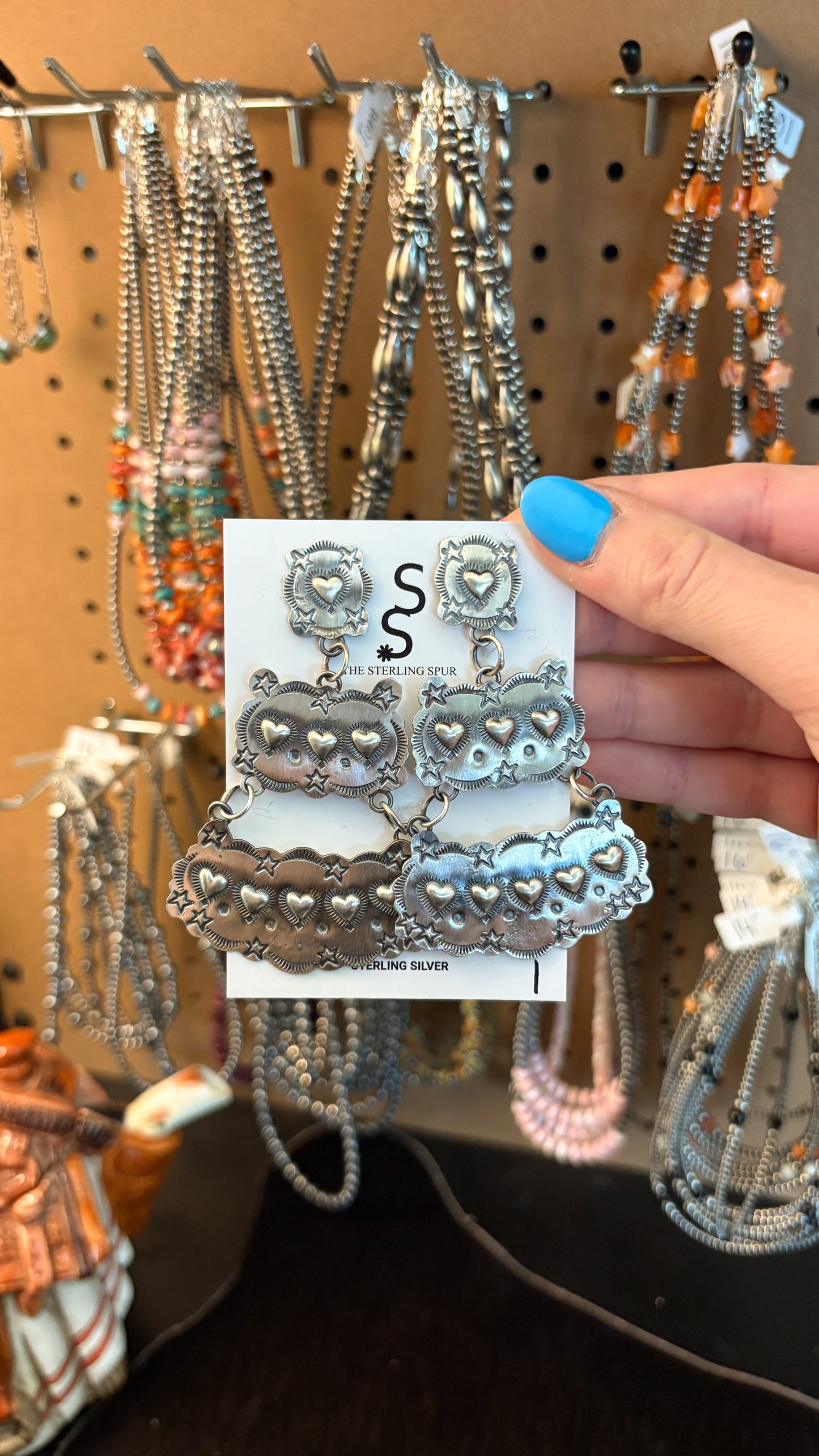 CHANDELIER STYLE HEART CONCHO DANGLE EARRINGS BY GABRIELE YAZZIE
