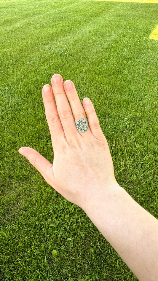 TURQUOISE CLUSTER RING