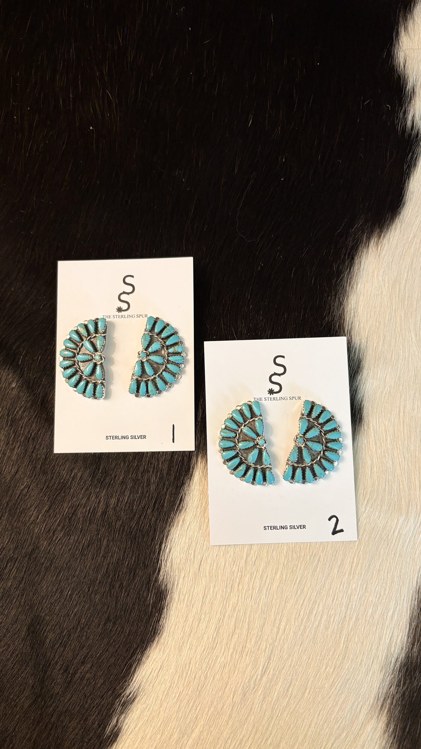 BIG PAPA TURQUOISE HALF CLUSTER EARRINGS BY MATHILDA BENALLY