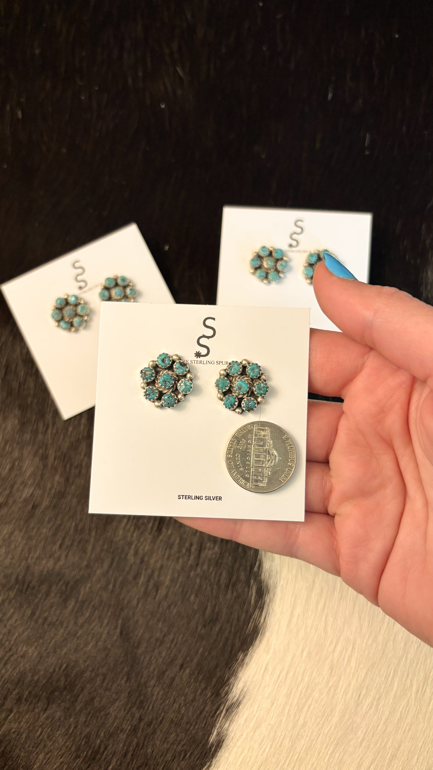 ROUGH TURQUOISE MINI CLUSTER EARRINGS
