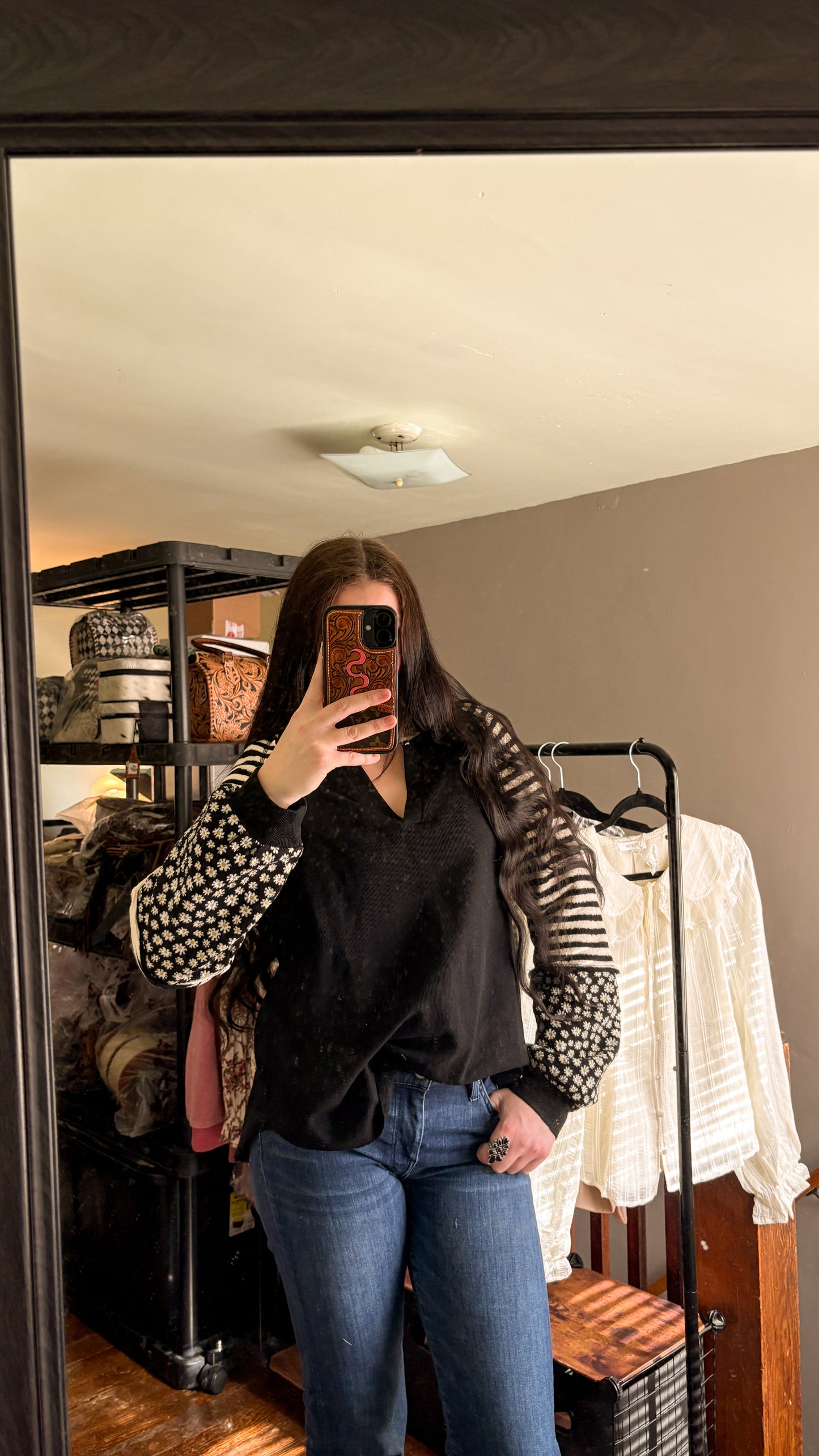 FLORAL & STRIPED PATTERN LONG SLEEVE