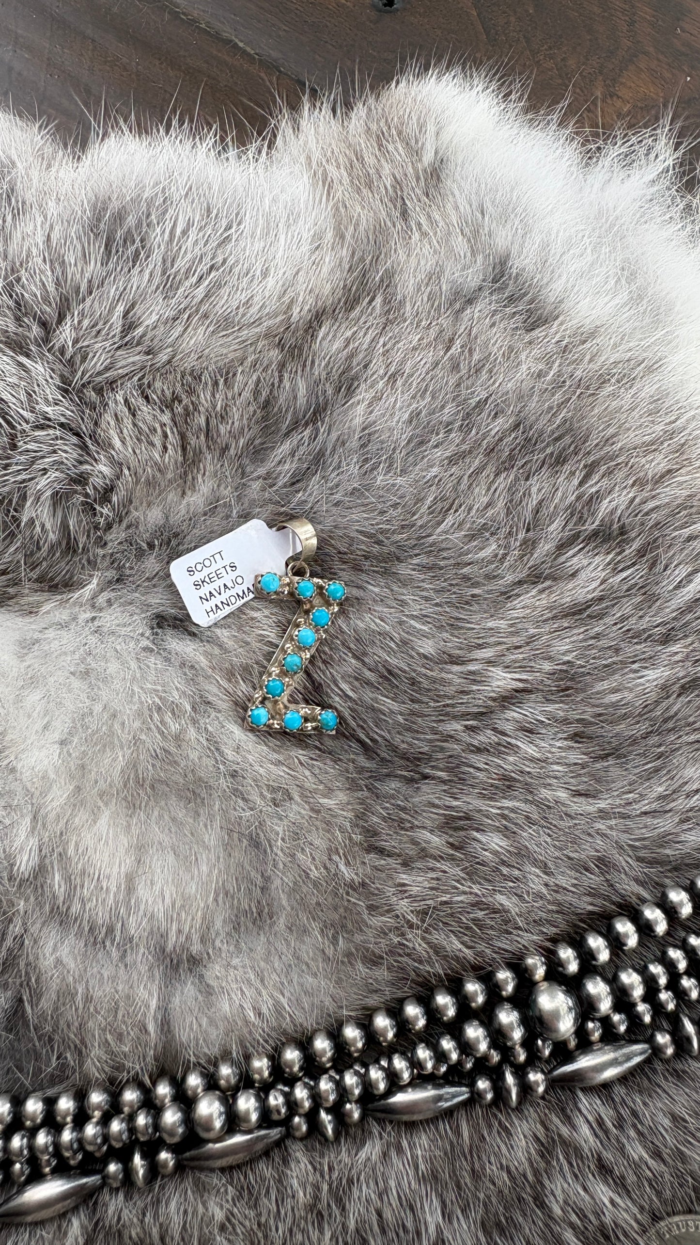 KINGMAN TURQUOISE INITAL PENDANT BY SCOTT SKEETS