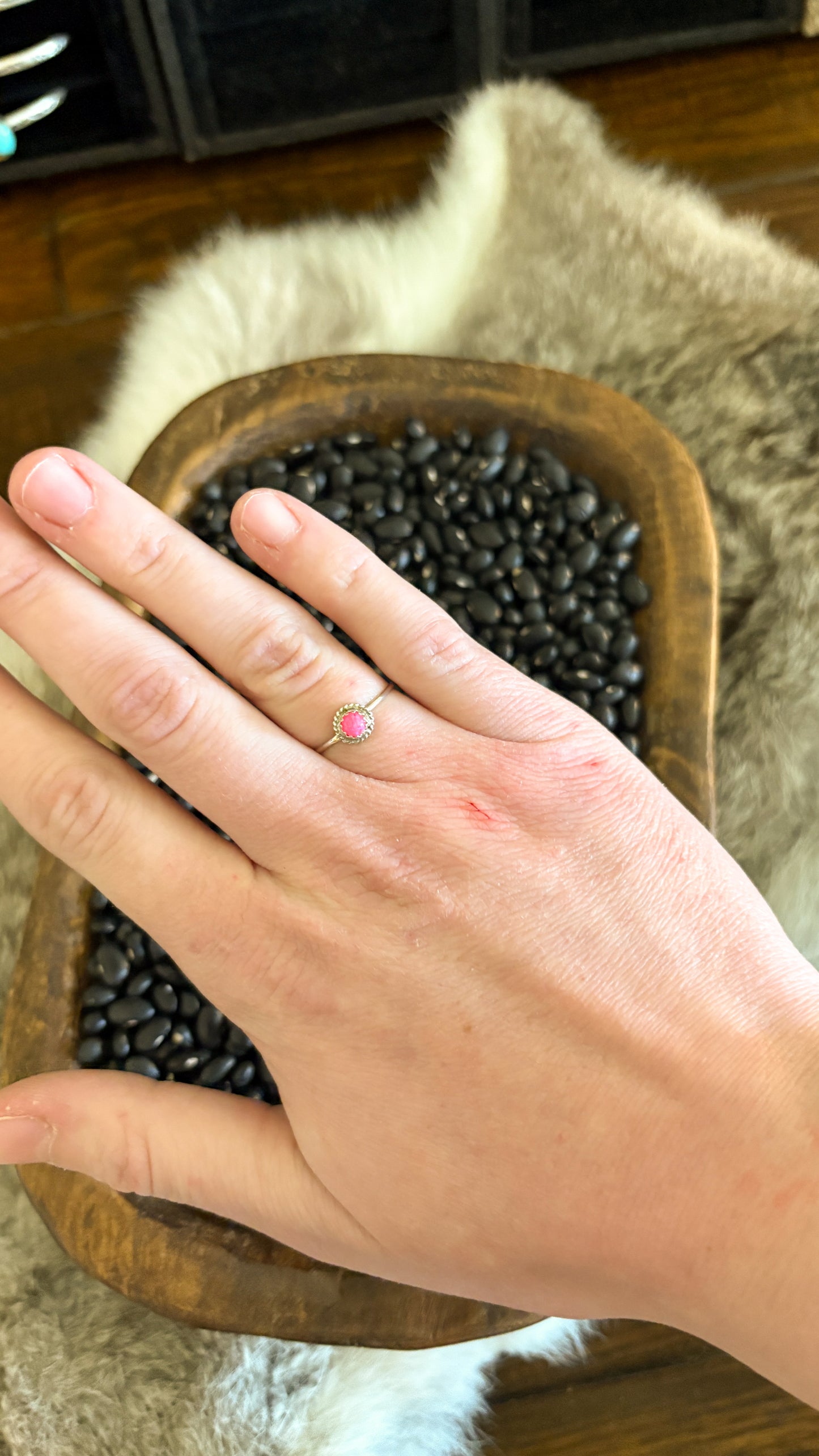 HOT PINK OPAL STACKER RING