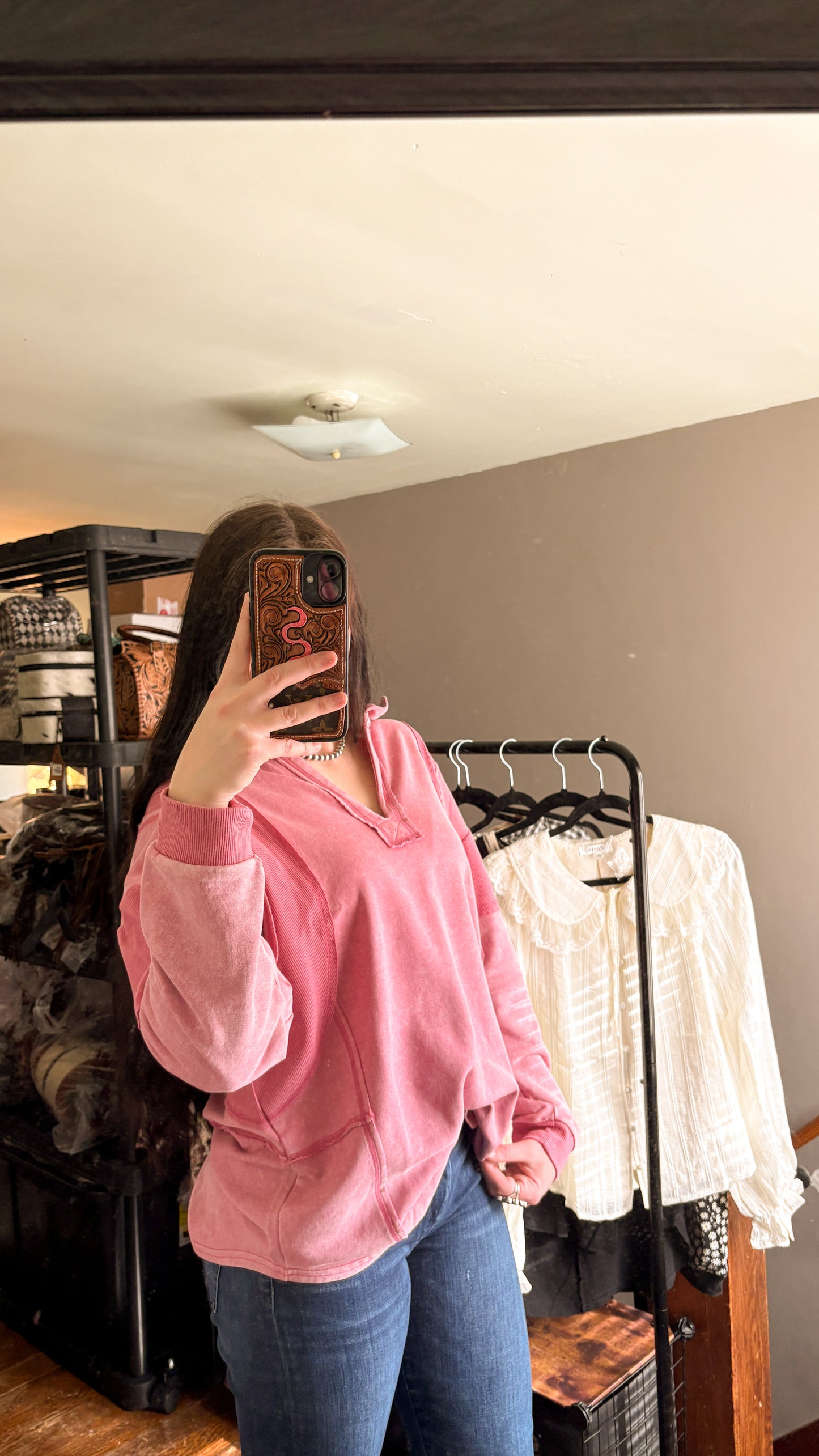 MINERAL WASH MAUVE LONG SLEEVE